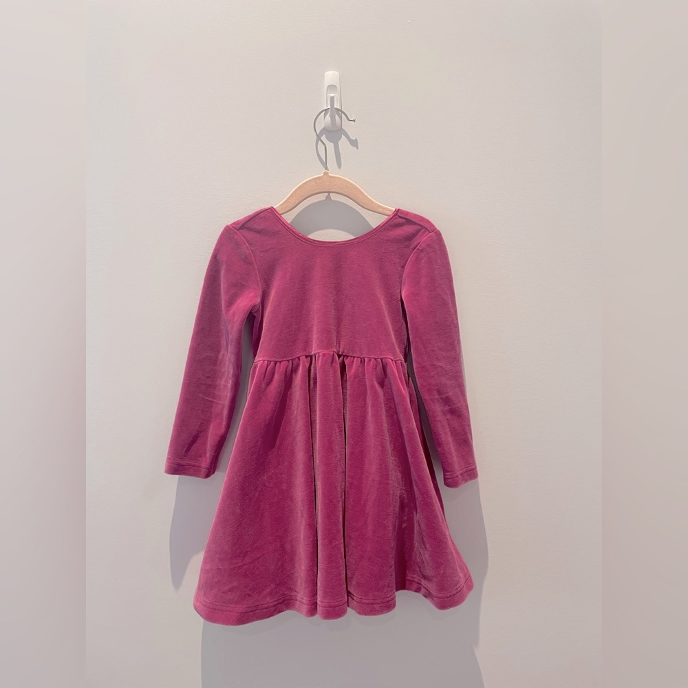 Hanna Anderson Velour Skater Dress, Magenta
